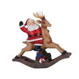 Maxbell Santa Claus Figurine Christmas Reindeer Resin Statue for Office Housewarming