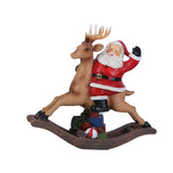 Maxbell Santa Claus Figurine Christmas Reindeer Resin Statue for Office Housewarming