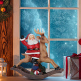Maxbell Santa Claus Figurine Christmas Reindeer Resin Statue for Office Housewarming