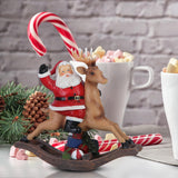 Maxbell Santa Claus Figurine Christmas Reindeer Resin Statue for Office Housewarming