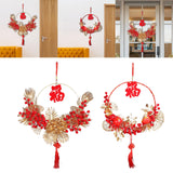Maxbell Spring Festival Decor Red Berries Flower Wreath Chinese New Year Decorations 40cm
