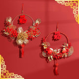 Maxbell Spring Festival Decor Red Berries Flower Wreath Chinese New Year Decorations 40cm