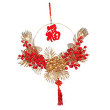 Maxbell Spring Festival Decor Red Berries Flower Wreath Chinese New Year Decorations 40cm