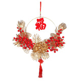 Maxbell Spring Festival Decor Red Berries Flower Wreath Chinese New Year Decorations 40cm