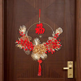 Maxbell Spring Festival Decor Red Berries Flower Wreath Chinese New Year Decorations 40cm