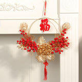 Maxbell Spring Festival Decor Red Berries Flower Wreath Chinese New Year Decorations 40cm