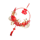 Maxbell Spring Festival Decor Red Berries Flower Wreath Chinese New Year Decorations 35cm