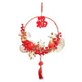 Maxbell Spring Festival Decor Red Berries Flower Wreath Chinese New Year Decorations 35cm