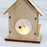 Maxbell Christmas Wooden Small House Ornament LED Lighted for Home Party New Year Santa