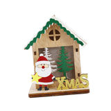 Maxbell Christmas Wooden Small House Ornament LED Lighted for Home Party New Year Santa