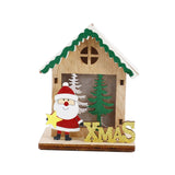 Maxbell Christmas Wooden Small House Ornament LED Lighted for Home Party New Year Santa