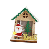 Maxbell Christmas Wooden Small House Ornament LED Lighted for Home Party New Year Santa