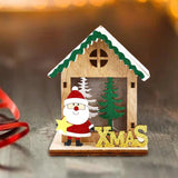 Maxbell Christmas Wooden Small House Ornament LED Lighted for Home Party New Year Santa