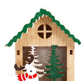 Maxbell Christmas Wooden Small House Ornament LED Lighted for Home Party New Year Christmas Elk