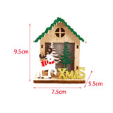 Maxbell Christmas Wooden Small House Ornament LED Lighted for Home Party New Year Christmas Elk