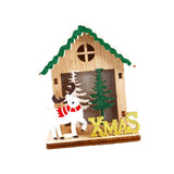 Maxbell Christmas Wooden Small House Ornament LED Lighted for Home Party New Year Christmas Elk