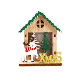 Maxbell Christmas Wooden Small House Ornament LED Lighted for Home Party New Year Christmas Elk