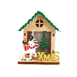 Maxbell Christmas Wooden Small House Ornament LED Lighted for Home Party New Year Christmas Elk