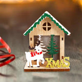 Maxbell Christmas Wooden Small House Ornament LED Lighted for Home Party New Year Christmas Elk