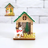 Maxbell Christmas Wooden Small House Ornament LED Lighted for Home Party New Year Christmas Elk