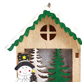 Maxbell Christmas Wooden Small House Ornament LED Lighted for Home Party New Year Christmas snowman