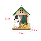 Maxbell Christmas Wooden Small House Ornament LED Lighted for Home Party New Year Christmas snowman