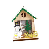 Maxbell Christmas Wooden Small House Ornament LED Lighted for Home Party New Year Christmas snowman