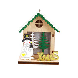 Maxbell Christmas Wooden Small House Ornament LED Lighted for Home Party New Year Christmas snowman