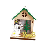 Maxbell Christmas Wooden Small House Ornament LED Lighted for Home Party New Year Christmas snowman