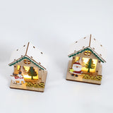 Maxbell Christmas Wooden Small House Ornament LED Lighted for Home Party New Year Christmas snowman