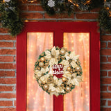 Maxbell Christmas Door Wreath Green Leaves Wreaths Ball Ornament for Holiday Aureate