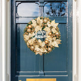 Maxbell Christmas Door Wreath Green Leaves Wreaths Ball Ornament for Holiday Aureate