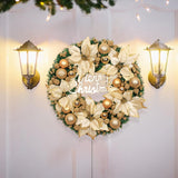 Maxbell Christmas Door Wreath Green Leaves Wreaths Ball Ornament for Holiday Aureate