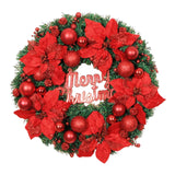 Maxbell Christmas Door Wreath Green Leaves Wreaths Ball Ornament for Holiday Red