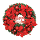 Maxbell Christmas Door Wreath Green Leaves Wreaths Ball Ornament for Holiday Red