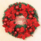 Maxbell Christmas Door Wreath Green Leaves Wreaths Ball Ornament for Holiday Red