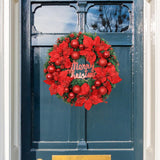 Maxbell Christmas Door Wreath Green Leaves Wreaths Ball Ornament for Holiday Red