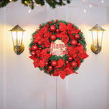Maxbell Christmas Door Wreath Green Leaves Wreaths Ball Ornament for Holiday Red