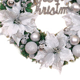 Maxbell Christmas Door Wreath Green Leaves Wreaths Ball Ornament for Holiday Argent