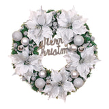 Maxbell Christmas Door Wreath Green Leaves Wreaths Ball Ornament for Holiday Argent