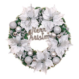 Maxbell Christmas Door Wreath Green Leaves Wreaths Ball Ornament for Holiday Argent