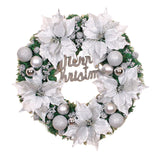 Maxbell Christmas Door Wreath Green Leaves Wreaths Ball Ornament for Holiday Argent
