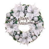 Maxbell Christmas Door Wreath Green Leaves Wreaths Ball Ornament for Holiday Argent