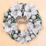 Maxbell Christmas Door Wreath Green Leaves Wreaths Ball Ornament for Holiday Argent