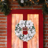 Maxbell Christmas Door Wreath Green Leaves Wreaths Ball Ornament for Holiday Argent