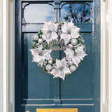 Maxbell Christmas Door Wreath Green Leaves Wreaths Ball Ornament for Holiday Argent