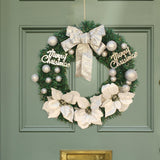 Maxbell Artificial Christmas Wreath Flower Wreath Xmas Wreath for Door Wall Decor White