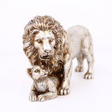 Maxbell Lion Statue Home Decoration Art Decor Craft for Desktop Housewarming Cabinet Argent