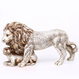 Maxbell Lion Statue Home Decoration Art Decor Craft for Desktop Housewarming Cabinet Argent
