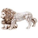 Maxbell Lion Statue Home Decoration Art Decor Craft for Desktop Housewarming Cabinet Argent